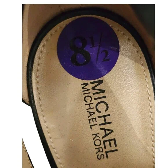 New MICHAEL Kors Black Suede Leather Isabella Open Peep Toe Heels Bootie Shoes - Picture 7 of 16